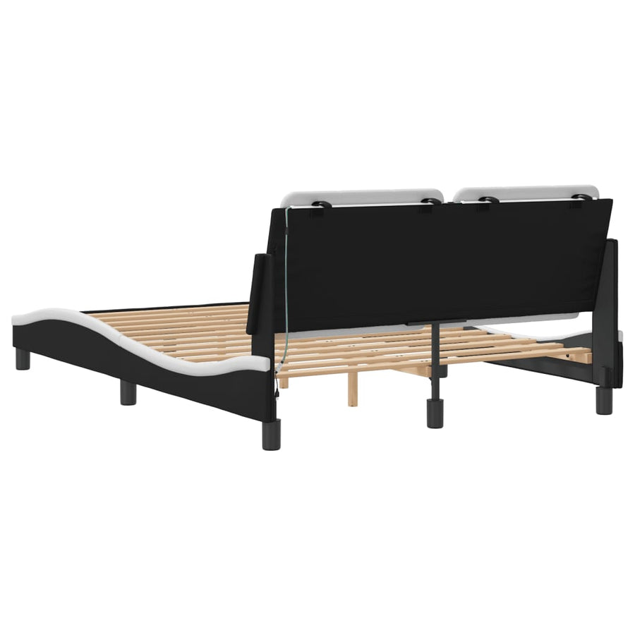 Bedframe met LED-verlichting kunstleer zwart en wit 120x200 cm