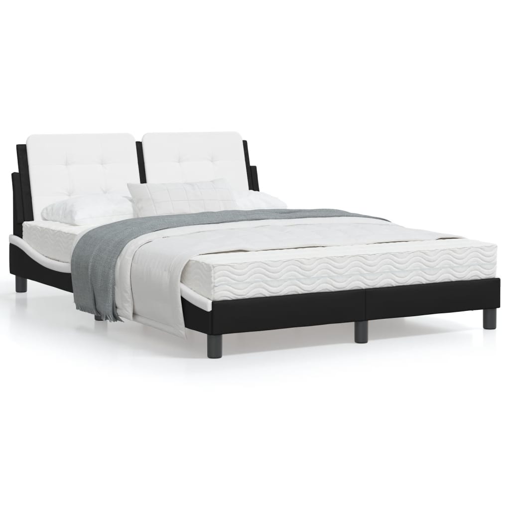 Bedframe met LED-verlichting kunstleer zwart en wit 120x200 cm
