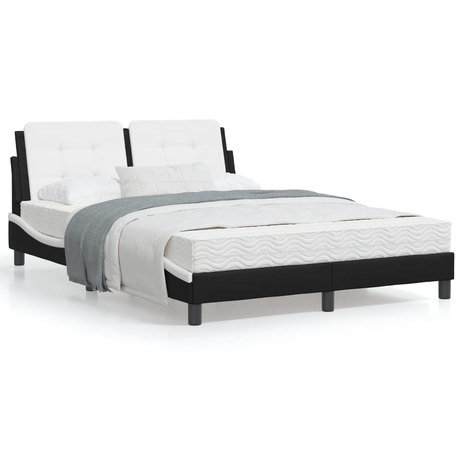 Bedframe met LED-verlichting kunstleer zwart en wit 120x200 cm