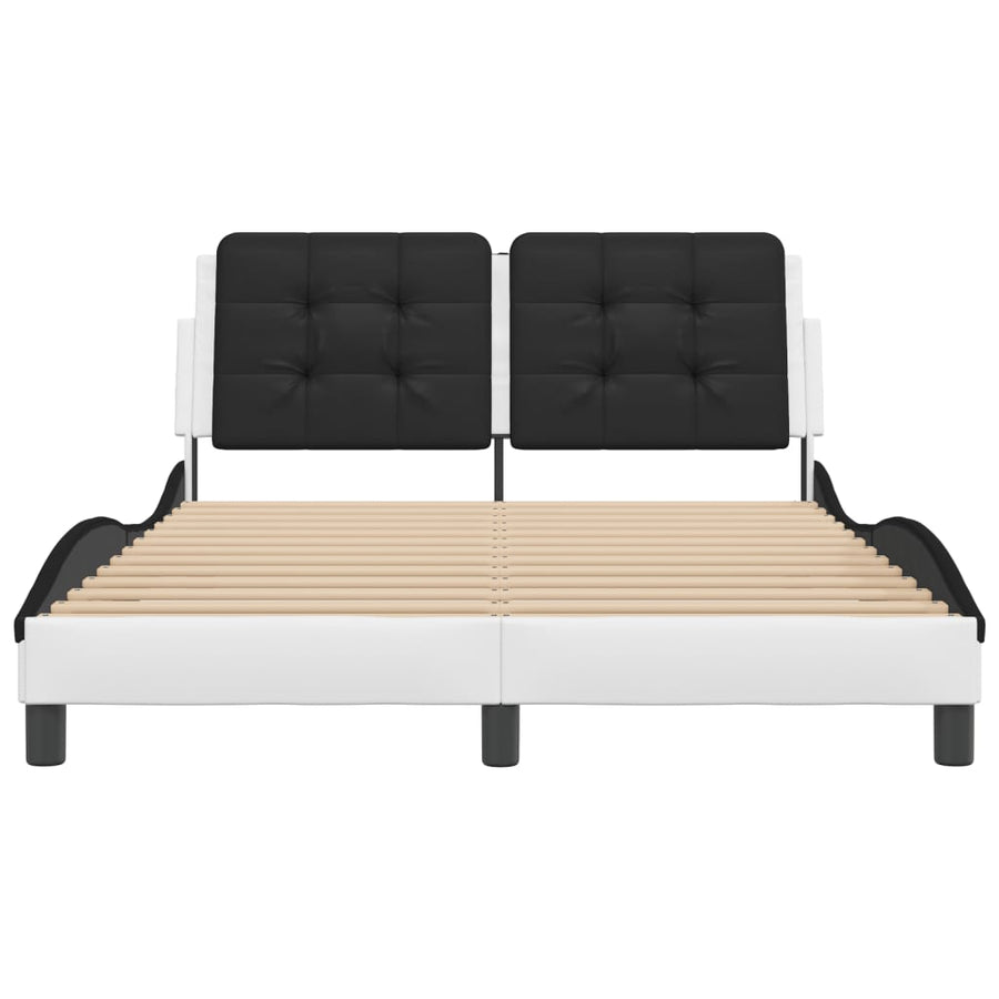 Bedframe met LED-verlichting kunstleer wit en zwart 120x200 cm