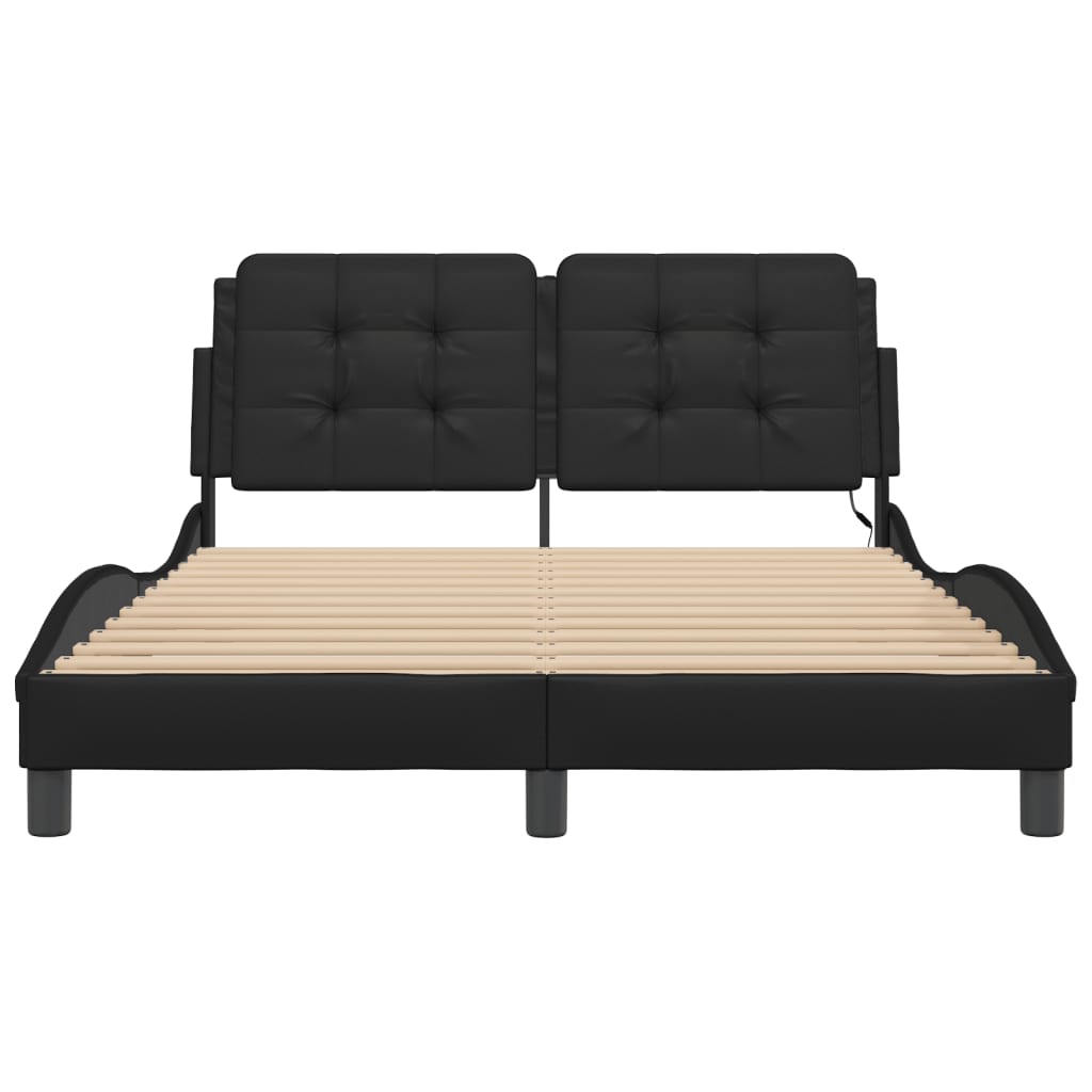 Bedframe met LED-verlichting kunstleer zwart 140x190 cm