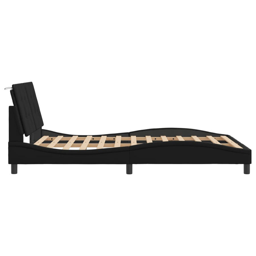 Bedframe met LED-verlichting kunstleer zwart 140x190 cm