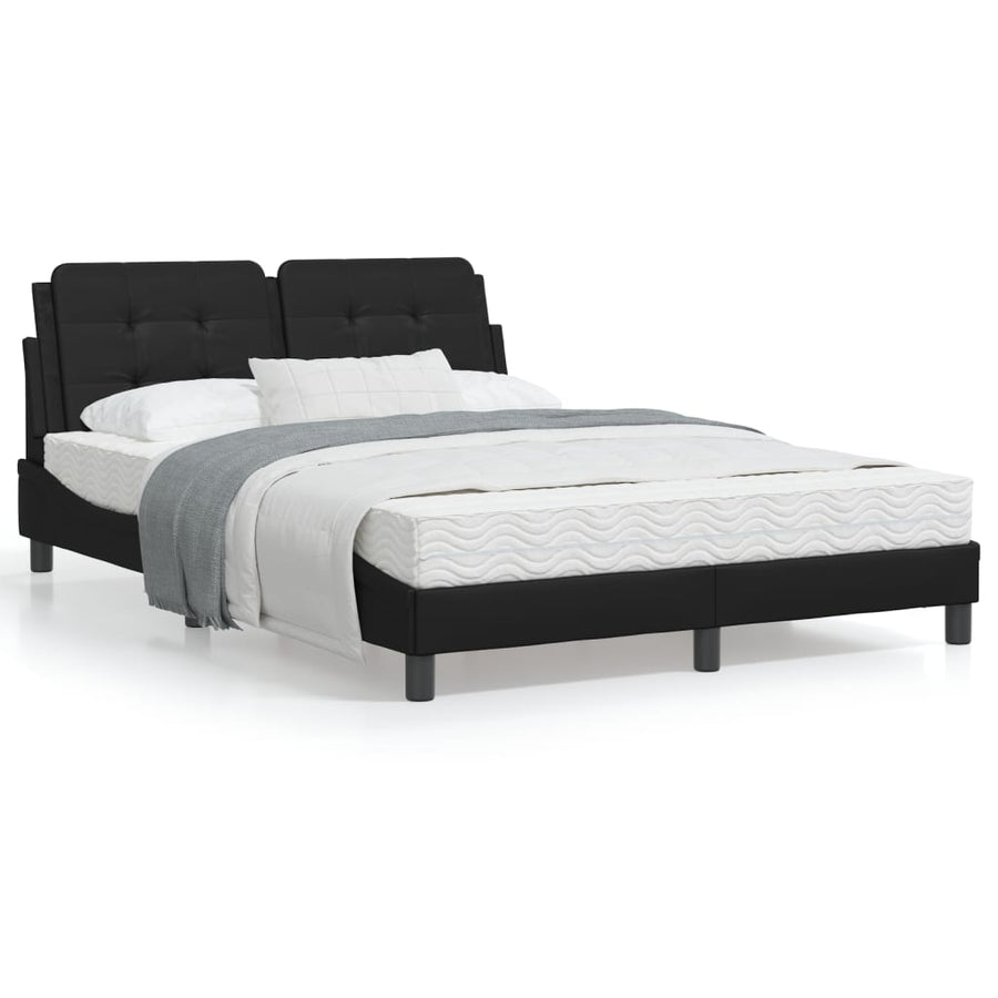 Bedframe met LED-verlichting kunstleer zwart 140x190 cm