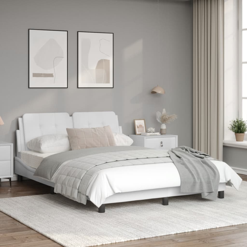Bedframe met LED-verlichting kunstleer wit 140x190 cm