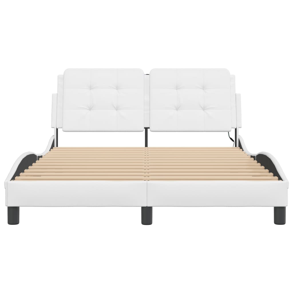 Bedframe met LED-verlichting kunstleer wit 140x190 cm