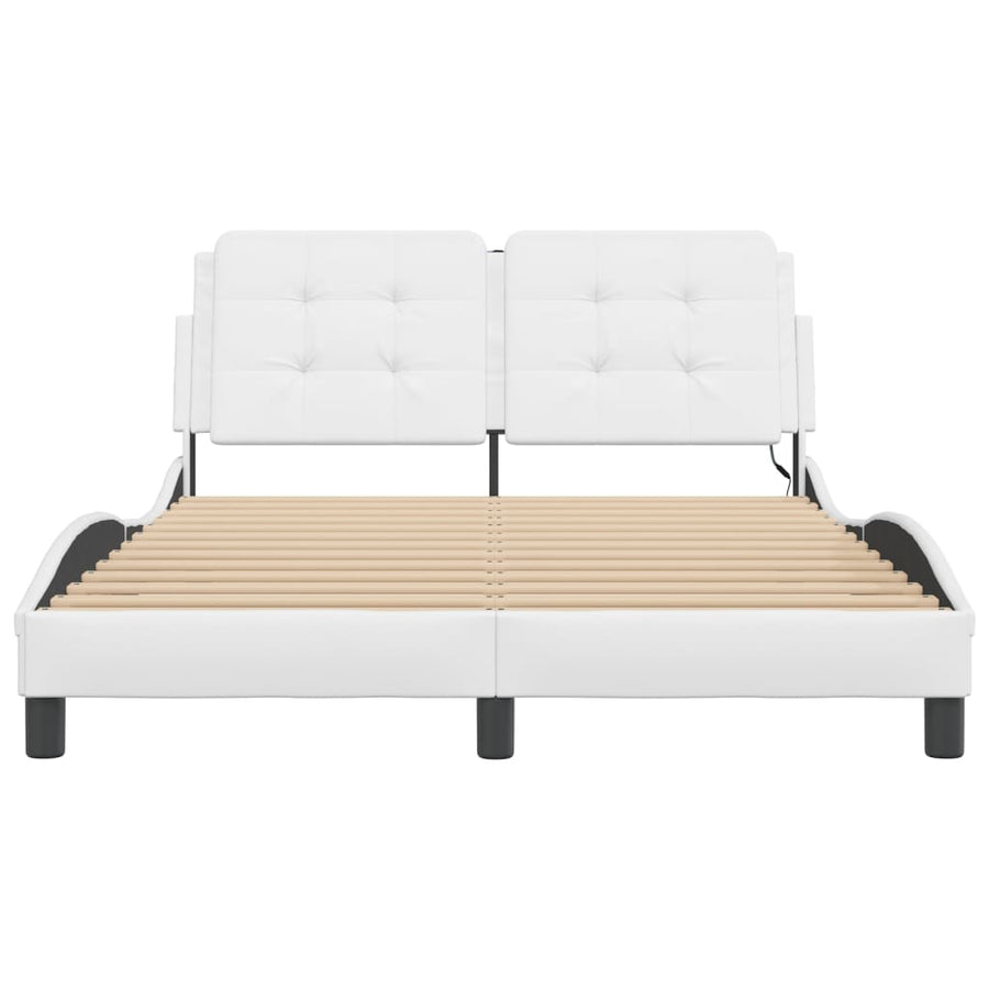 Bedframe met LED-verlichting kunstleer wit 140x190 cm