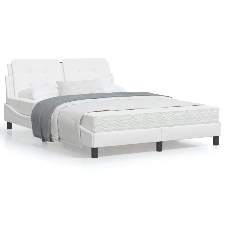 Bedframe met LED-verlichting kunstleer wit 140x190 cm