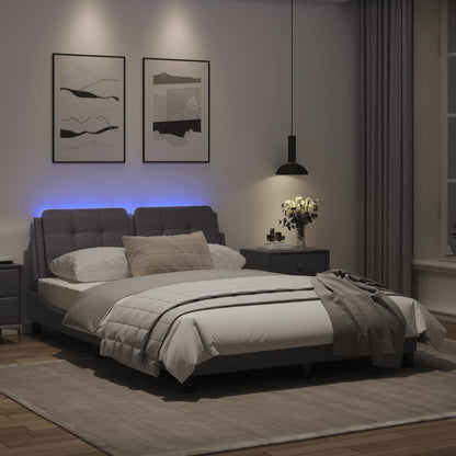 Bedframe met LED-verlichting kunstleer grijs 140x190 cm