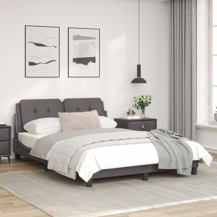 Bedframe met LED-verlichting kunstleer grijs 140x190 cm