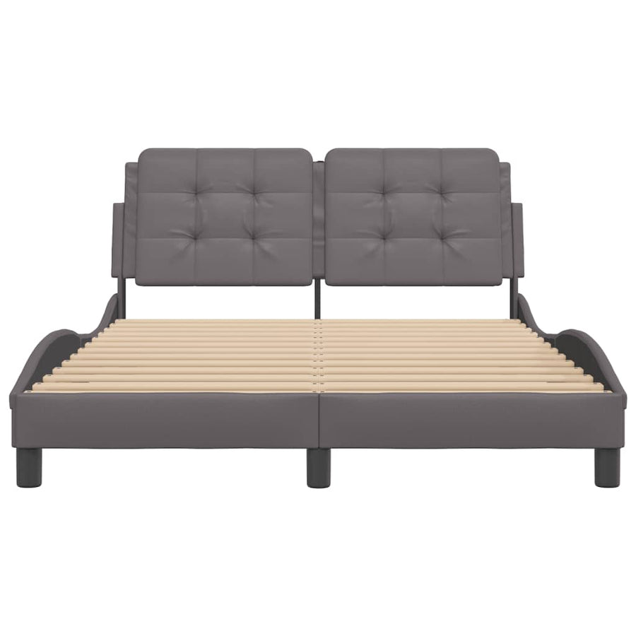 Bedframe met LED-verlichting kunstleer grijs 140x190 cm