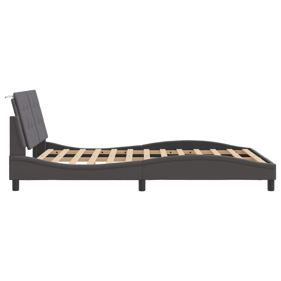 Bedframe met LED-verlichting kunstleer grijs 140x190 cm