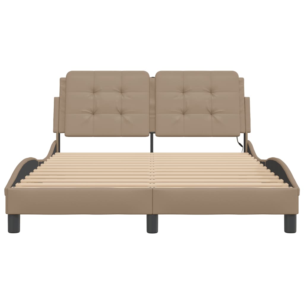 Bedframe met LED-verlichting kunstleer cappuccino 140x190 cm