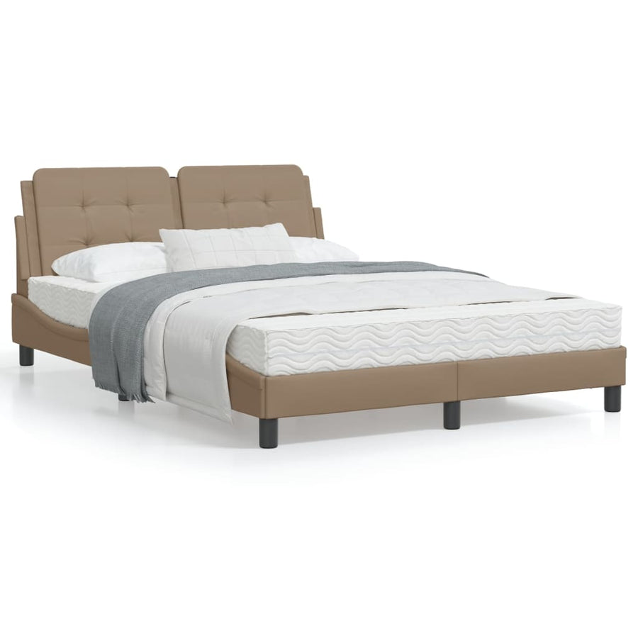 Bedframe met LED-verlichting kunstleer cappuccino 140x190 cm