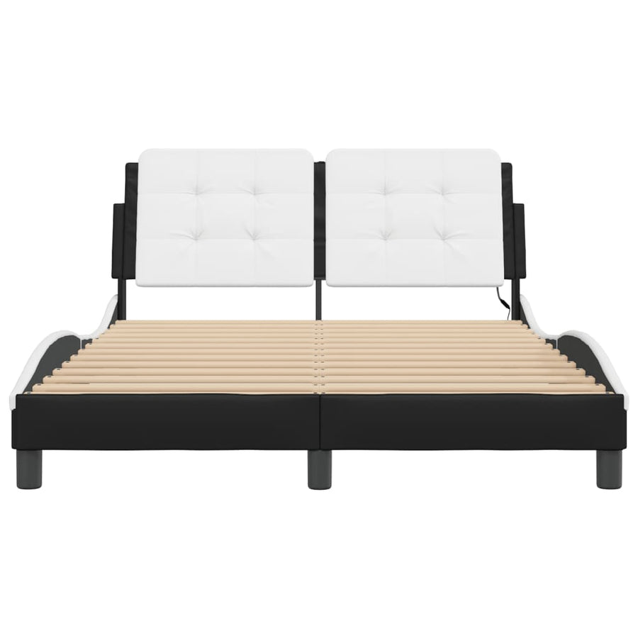 Bedframe met LED-verlichting kunstleer zwart en wit 140x190 cm