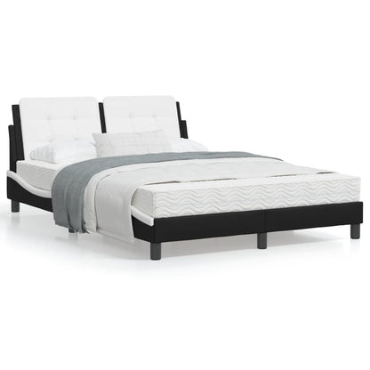 Bedframe met LED-verlichting kunstleer zwart en wit 140x190 cm