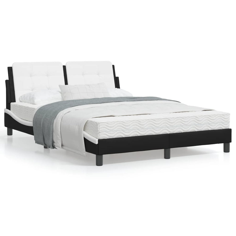 Bedframe met LED-verlichting kunstleer zwart en wit 140x190 cm