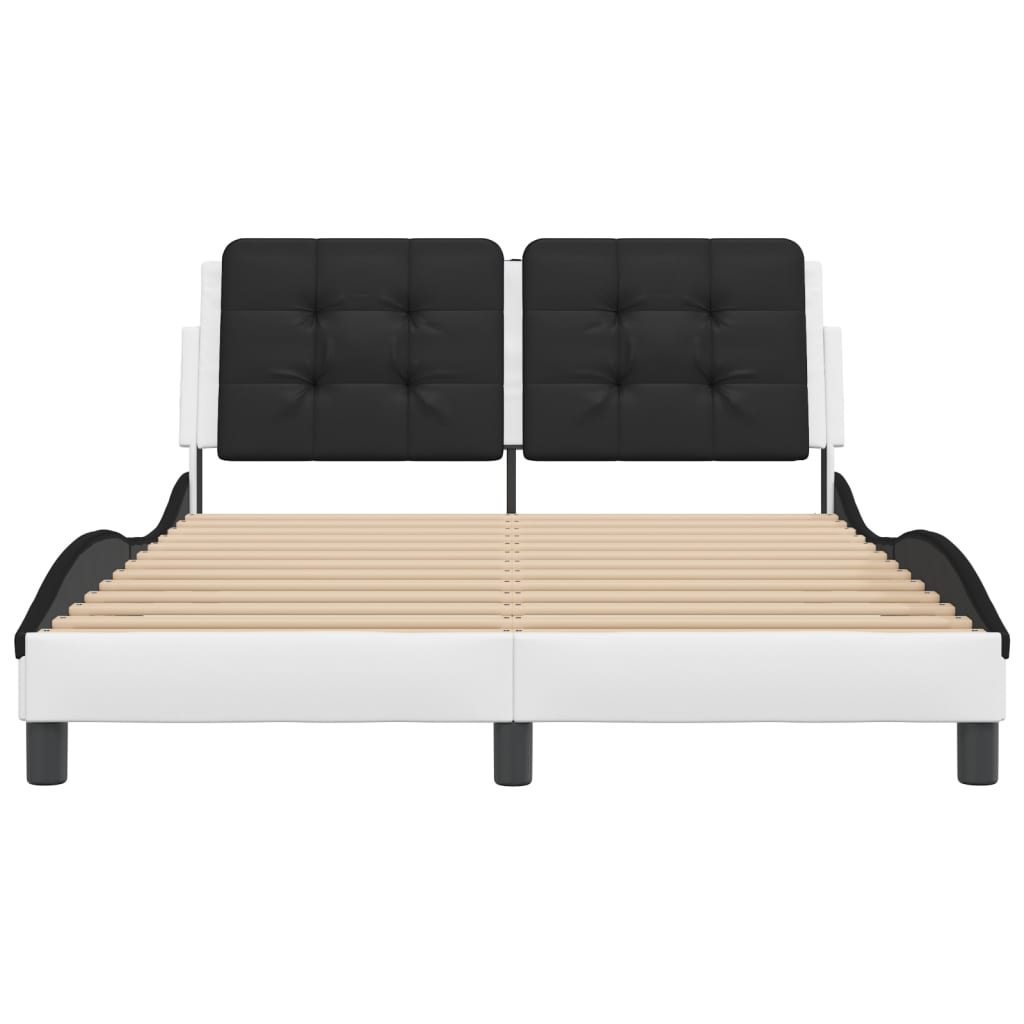 Bedframe met LED-verlichting kunstleer wit en zwart 140x190 cm