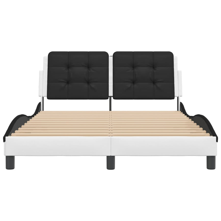 Bedframe met LED-verlichting kunstleer wit en zwart 140x190 cm