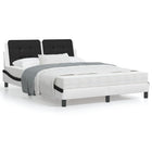 Bed frame with LED without mattress "Zadar" white and black 140x190 cm