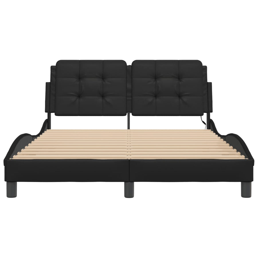 Bedframe met LED-verlichting kunstleer zwart 140x200 cm
