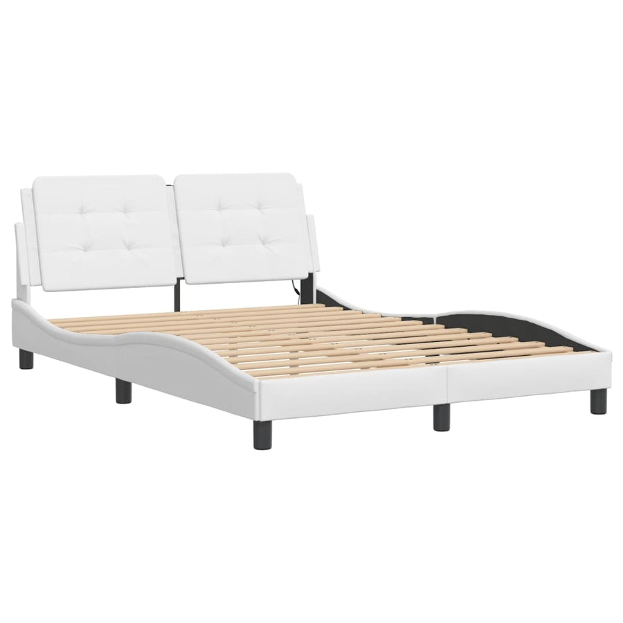 Bedframe met LED-verlichting kunstleer wit 140x200 cm