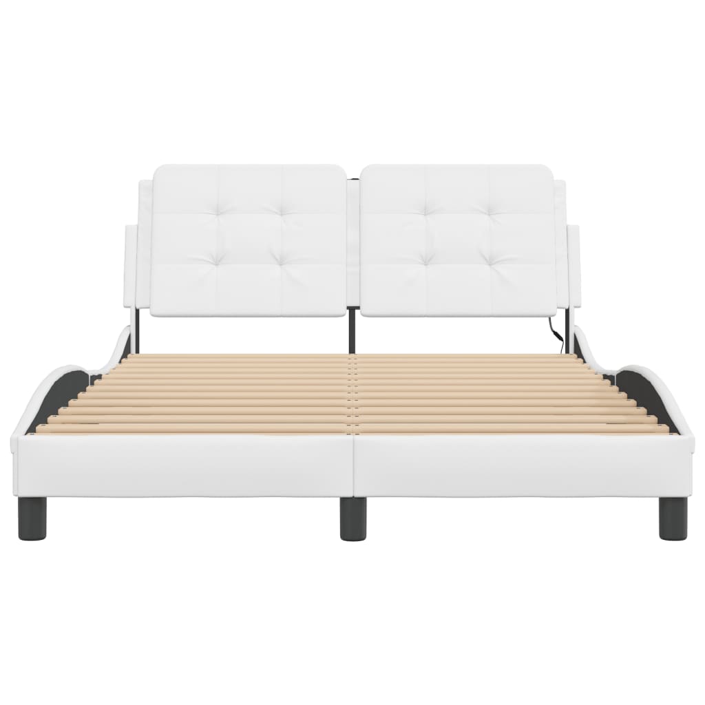 Bedframe met LED-verlichting kunstleer wit 140x200 cm