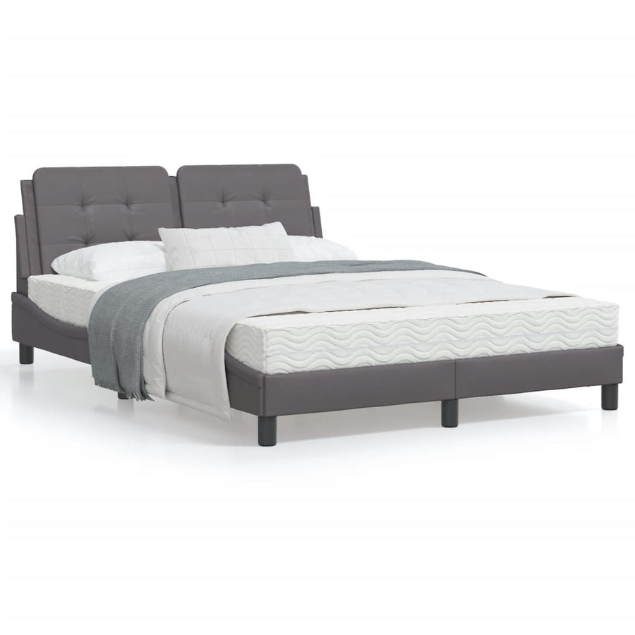 Bedframe met LED-verlichting kunstleer grijs 140x200 cm