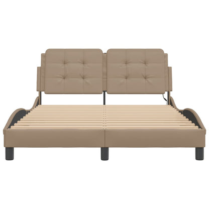 Bedframe met LED-verlichting kunstleer cappuccino 140x200 cm