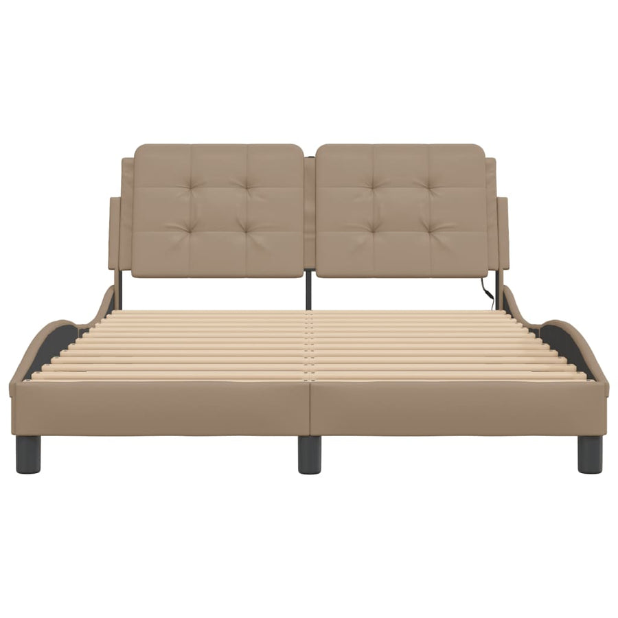 Bedframe met LED-verlichting kunstleer cappuccino 140x200 cm