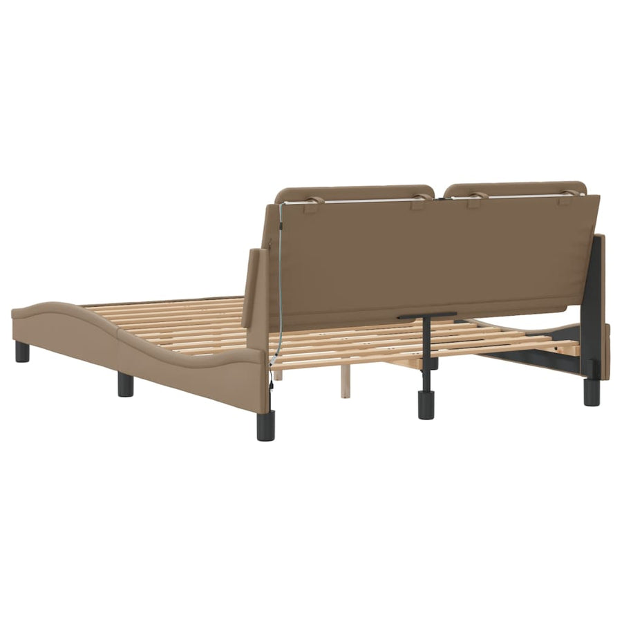 Bedframe met LED-verlichting kunstleer cappuccino 140x200 cm