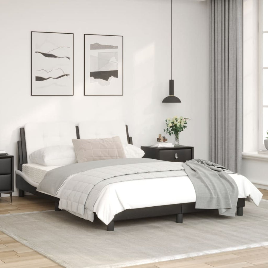 Bedframe met LED-verlichting kunstleer zwart en wit 140x200 cm