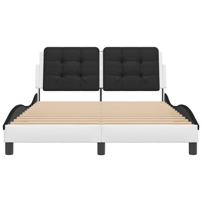 Bedframe met LED-verlichting kunstleer wit en zwart 140x200 cm