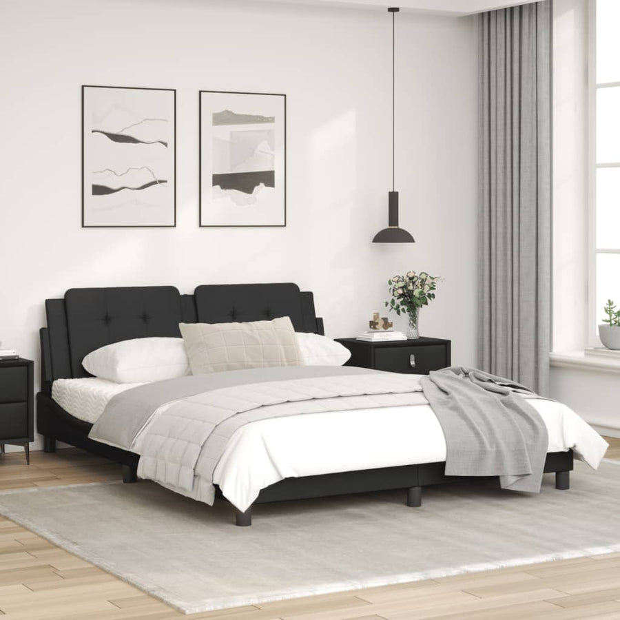 Bedframe met LED-verlichting kunstleer zwart 160x200 cm