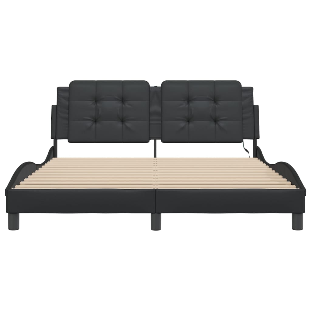 Bedframe met LED-verlichting kunstleer zwart 160x200 cm