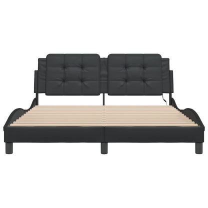 Bedframe met LED-verlichting kunstleer zwart 160x200 cm
