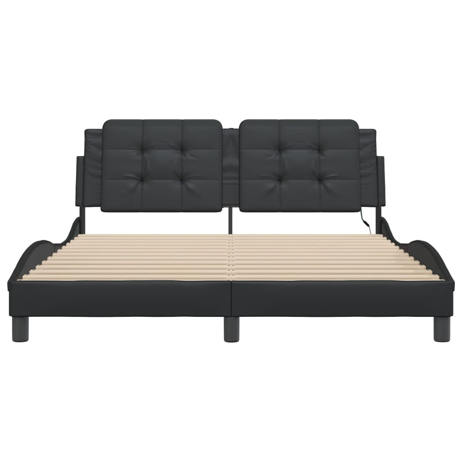 Bedframe met LED-verlichting kunstleer zwart 160x200 cm