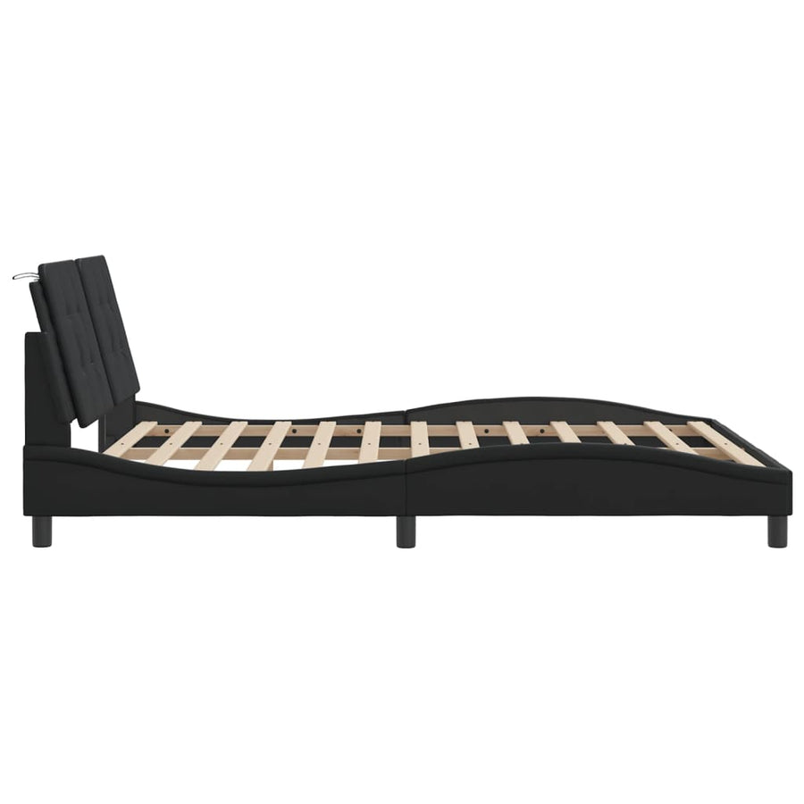 Bedframe met LED-verlichting kunstleer zwart 160x200 cm