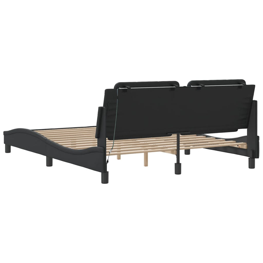 Bedframe met LED-verlichting kunstleer zwart 160x200 cm
