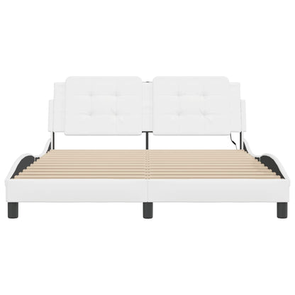 Bedframe met LED-verlichting kunstleer wit 160x200 cm