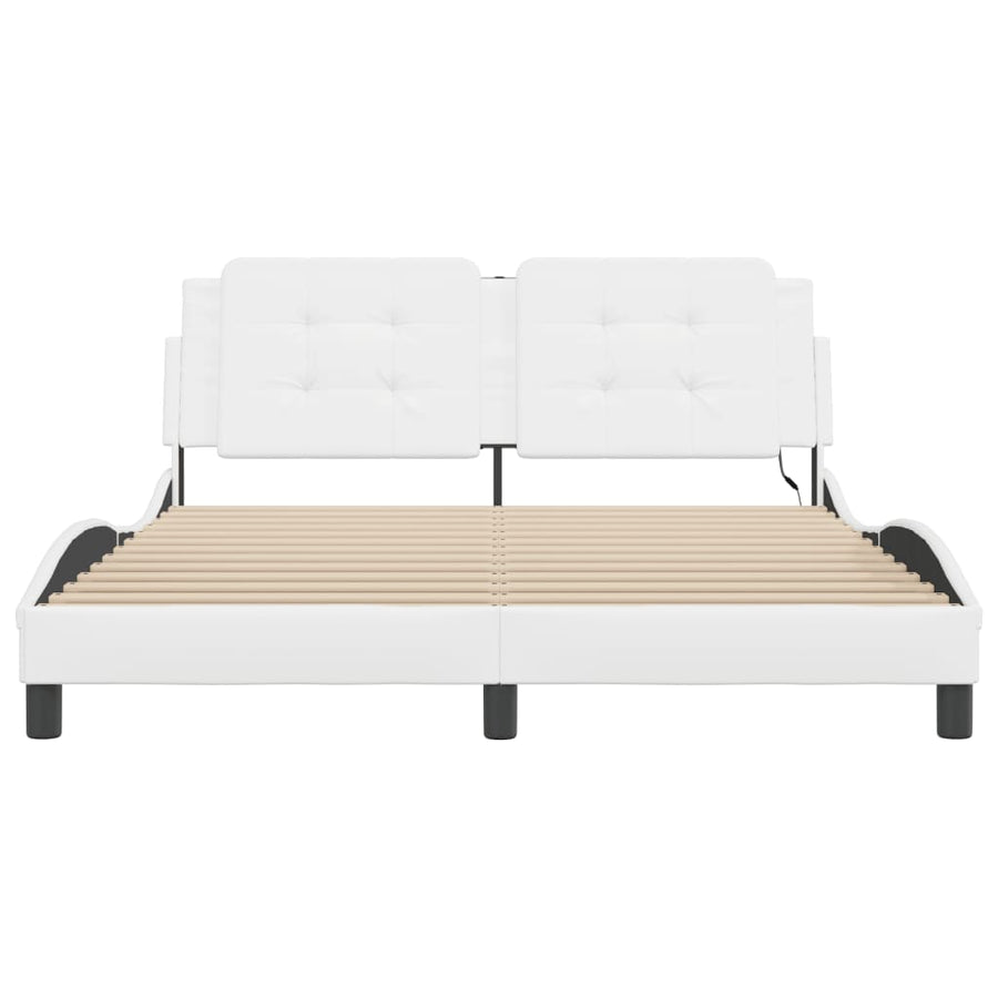 Bedframe met LED-verlichting kunstleer wit 160x200 cm