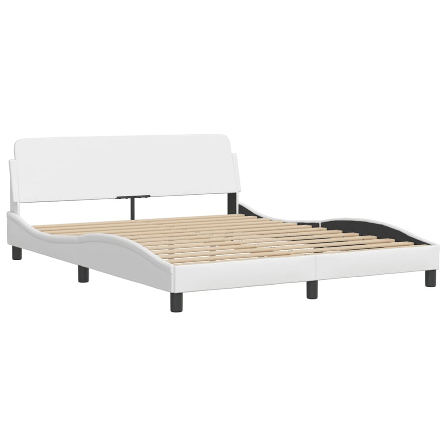 Bedframe met LED-verlichting kunstleer wit 160x200 cm