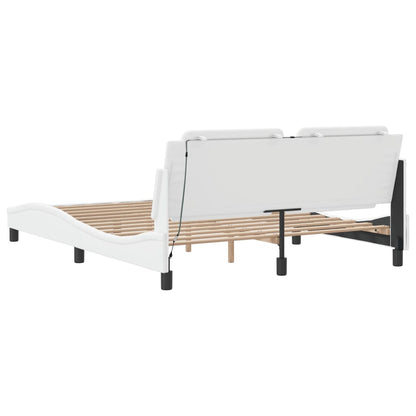 Bedframe met LED-verlichting kunstleer wit 160x200 cm