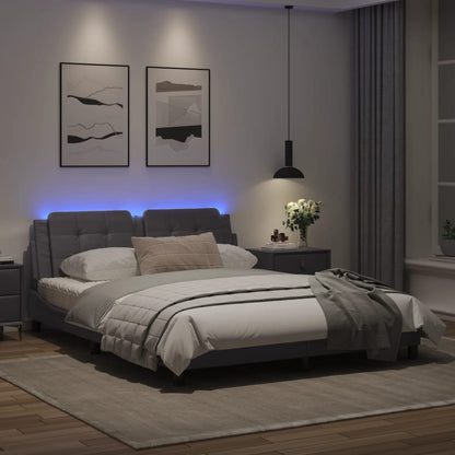 Bedframe met LED-verlichting kunstleer grijs 160x200 cm