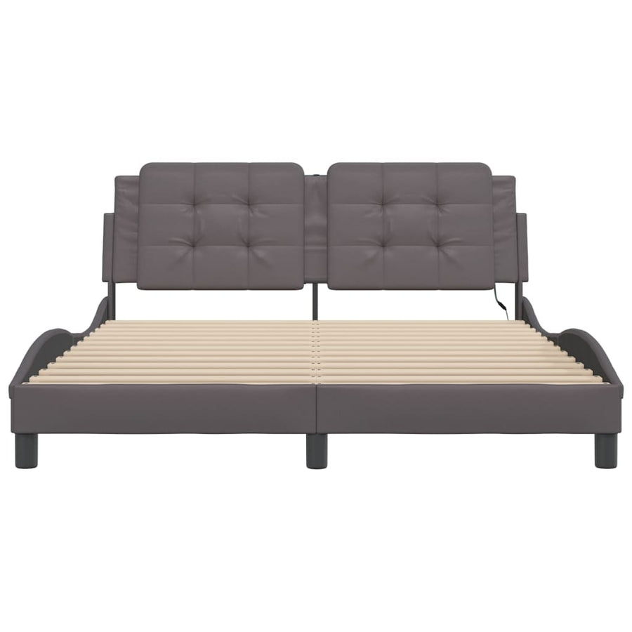 Bedframe met LED-verlichting kunstleer grijs 160x200 cm