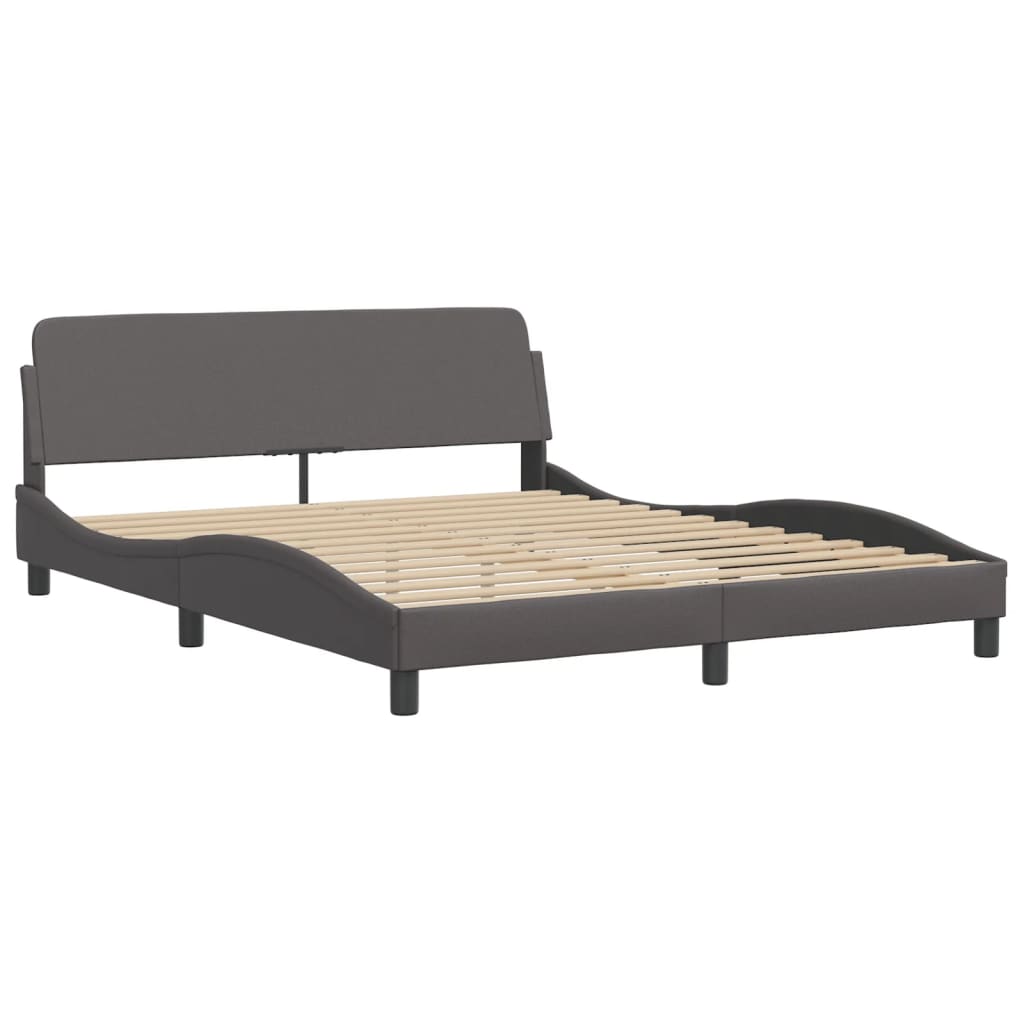 Bedframe met LED-verlichting kunstleer grijs 160x200 cm
