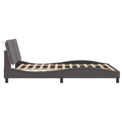 Bedframe met LED-verlichting kunstleer grijs 160x200 cm