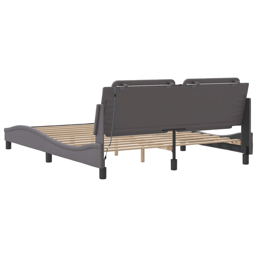Bedframe met LED-verlichting kunstleer grijs 160x200 cm