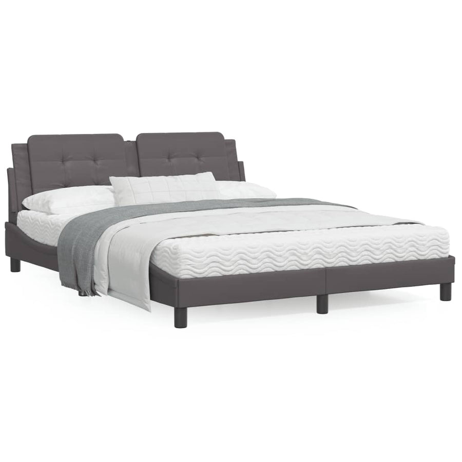Bedframe met LED-verlichting kunstleer grijs 160x200 cm
