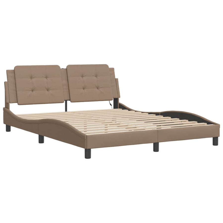 Bedframe met LED-verlichting kunstleer cappuccino 160x200 cm