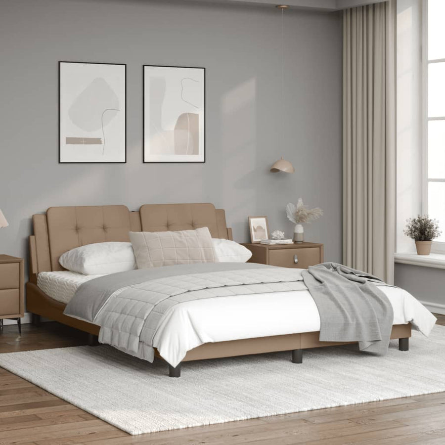 Bedframe met LED-verlichting kunstleer cappuccino 160x200 cm